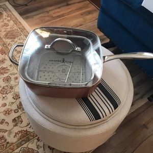 Large Copper Chef pan with fryer basket